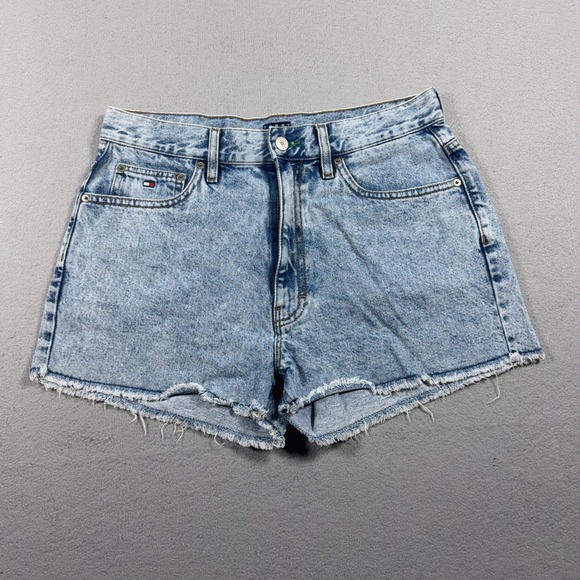 Tommy Jeans Pants - Vintage Tommy Jeans Denim Shorts Women 30 High Rise Raw Hem Acid Wash Light Blue